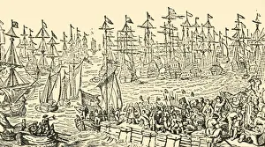 The Embarkation of William of Orange from Holland for England, 1688, c1930. Creator: Unknown
