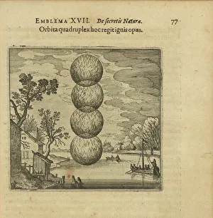 Alchemists Prints: Emblem 17. A fourfold ball of fire governs this work