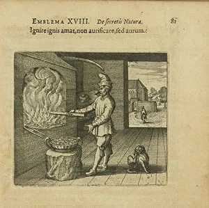 Alchemists Prints: Emblem 18. Fire makes fiery, not gold
