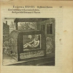 Graphics Prints: Emblem 28. The king bathes in the airy bath and is rid of the black bile by Pharut