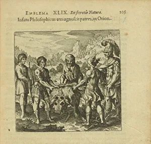 Graphics Prints: Emblem 49. The philosophical child recognizes three fathers