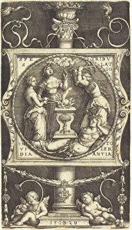 Envy Prints: Emblem with Hope, Tribulation, Envy, and Tolerance, 1529. Creator: Master I. B