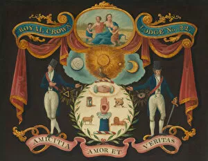Friendship Gallery: Emblems for Royal Crown Lodge No. 22, 1810 / 15. Creator: Unknown