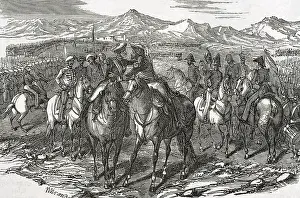 Infantry Prints: The Embrace of Vergara, (August 31, 1839), 1853. Creators: Miranda, Bernardo Rico