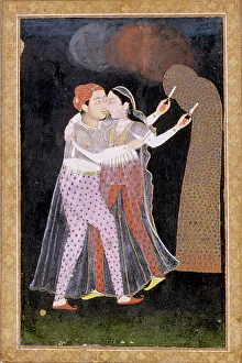 Firework Prints: Embracing Lovers with Sparklers, c1775. Creator: Unknown