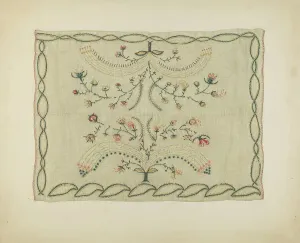 Coverlet Prints: Embroidered Blanket, c. 1939. Creator: Jenny Almgren