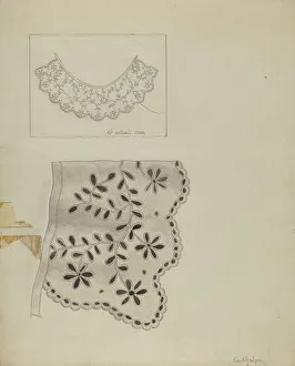 Linen Prints: Embroidered Linen Collar, 1935/1942. Creator: Grace Halpin