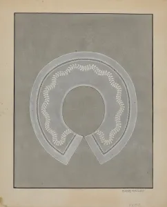 Famularo Marie Prints: Embroidered Linen Collar, c. 1936. Creator: Marie Famularo