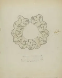 Linen Prints: Embroidered Linen Collar, c. 1936. Creator: Grace Halpin