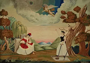 Wool Prints: Embroidered picture-allegorical scene with the personification of Poland