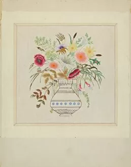 Flower Pot Gallery: Embroidered Picture, c. 1936. Creator: Gordena Jackson