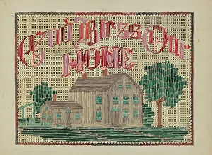 Dedication Prints: Embroidered Picture, c. 1936. Creator: Evelyn Bailey