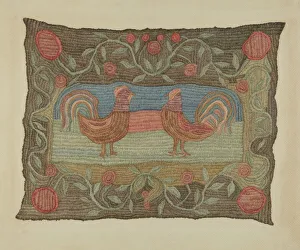 Carpet Collection: Embroidered Rug, c. 1937. Creator: Dorothy Lacey
