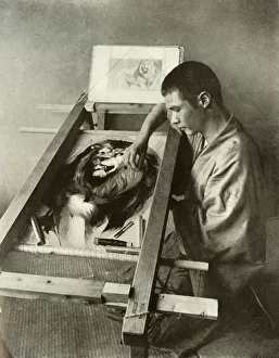 Artisan Gallery: The Embroiderer, 1910. Creator: Herbert Ponting