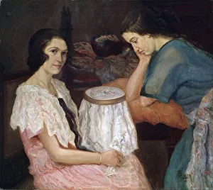 Embroideress Prints: The Embroideress, 19th or 20th century Artist: Paul Hagen
