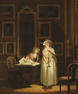 Per Hillestrom Prints: At the Embroidery-Frame, c18th century. Creator: Per Hillestrom