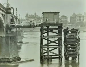 Stilts Prints: Emergency Water Supply Pump Platform, Westminster Bridge, London, WWII, 1944