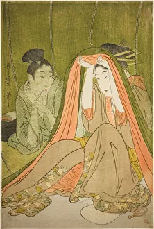 Emerging from a Mosquito Net, Japan, c. 1797 / 1800. Creator: Kitagawa Utamaro