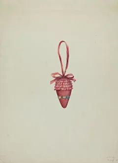 Ladys Prints: Emery in the Shape of a Strawberry, c. 1937. Creator: Ann Gene Buckley