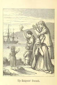 Emigration Prints: Emigrants Leave Ireland. From Illustrated History of Ireland by Mary Frances Cusack, 1868