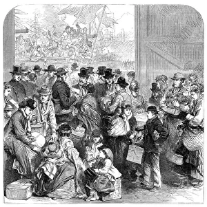 Luggage Prints: Emigrants by the ship Ganges departing for Canada, 1870. Creator: Unknown