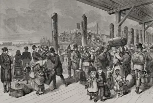Anticipation Prints: Emigration of European Mormon to the United States, New York, 1878. Creator: Unknown