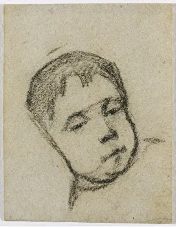 Black Crayon Prints: Emil Gauguin as a Child, Head on a Pillow