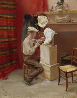 Chisel Prints: Emil Wikström in His Studio in Paris, 1892. Creator: Dora Wahlroos
