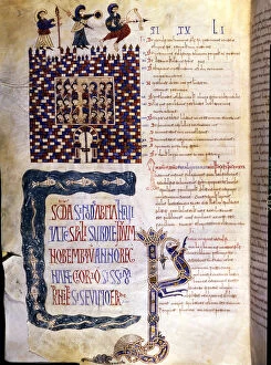 Emilianense Codex. Page with an illustration of the Seville Council II