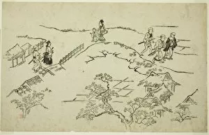 Hishikawa Moronobu Gallery: Emon Hill, from the series 'The Appearance of Yoshiwara (Yoshiwara no tei)', c