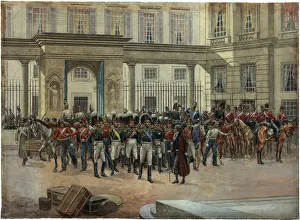 Emperor Alexander I in the courtyard of the Talleyrands house in Paris