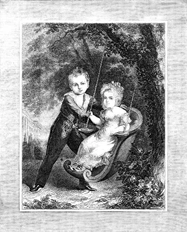 The Emperor Alexander II. And his Sister Marie-Nicolaewna, in their Childhood - from a print publi Creators: Smyth, George Dawe. The Emperor Alexander II