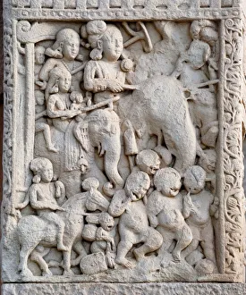 Limestone Prints: Emperor Ashoka the Great on Elephant, 1st century BC