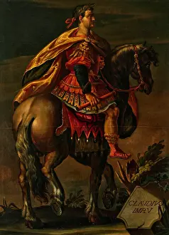 Johannes Prints: Emperor Claudius on horseback. Creator: Stradanus (Straet, van der), Johannes, (Follower)
