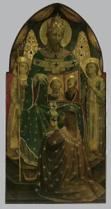 Tuscany Prints: Emperor Constantine in front of Pope Sylvester I Showing Depictions of Sts Peter and Paul