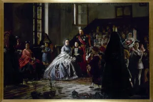 Napoleon Eugene Louis John Joseph Prints: The Emperor, the Empress and the Imperial Prince visiting an orphanage in Fontainebleau