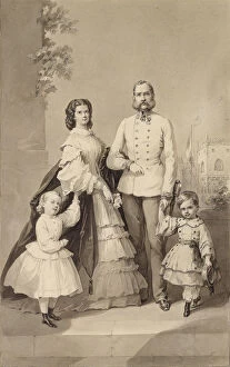 Franz Joseph I Of Austria Gallery: Emperor Franz Joseph I with Empress Elisabeth and their children... ca 1860. Creator: Anonymous