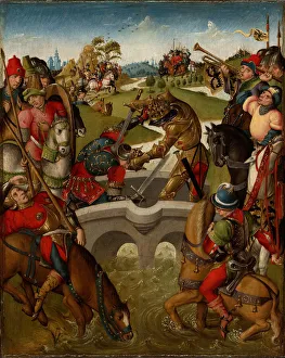 Tempera And Oil On Panel Prints: Emperor Heraclius Slays the King of Persia, 1460 / 80. Creator: Unknown