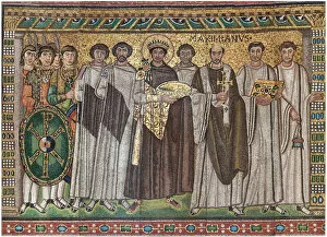 Shield Collection: Emperor Justinian and Members of His Court, Byzantine, early 20th century