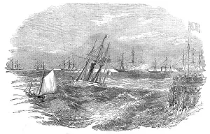 Embarking Prints: The Emperor leaving Calais Harbour, to visit the English Squadron, 1854. Creator: Unknown