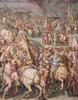 German King Collection: The emperor Maximilian lifts the Siege of Livorno, 1568-1571. Artist: Vasari, Giorgio (1511-1574)