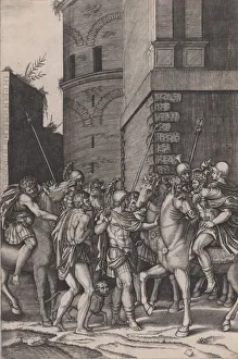 Agostino Prints: The Emperor Meeting the Warrior, ca. 1516-17. Creator: Agostino Veneziano
