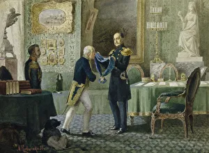 Nicholas I Pavlovich Prints: Emperor Nicholas I awards the blue riband of the Order of St