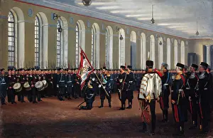 Infantry Prints: Emperor Nicholas II Presenting the Colour to the 145th Novocherkassk Infantry Regiment