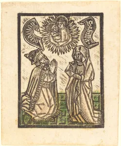 Emperor Octavian and the Sibyl, c. 1480. Creator: Workshop of the Master of the Aachen Emperor Octavian and the Sibyl, c. 1480. Creator: Workshop of the Master of the Aachen