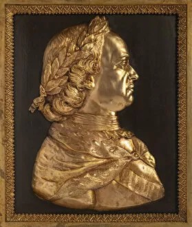 Male Portrait Gallery: Emperor Peter I the Great (Bas-relief), 19th century. Creator: Anonymous