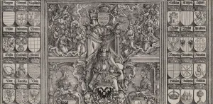 Daughter In Law Prints: The Emperor Seated on His Throne, Seated Between Joanna of Castile and Mary of Burgundy