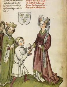 Sigismund Prints: Emperor Sigismund before Joan of Arc (From: The life and times of the Emperor Sigismund by Eberhard Windeck)