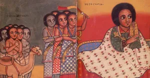 Enslaved Person Prints: The Emperor Yekuno Amlac of Ethiopia with slaves and Muslim ambassadors