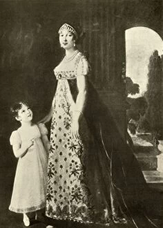 Elisabeth Mcclellan Gallery: Empire gown and childs dress trimmed with Valenciennes lace, 1804, (1937). Creator: Unknown